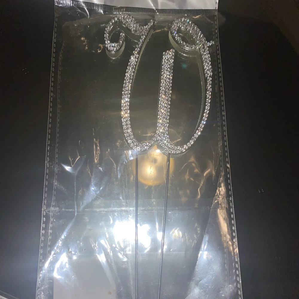 Silver Rhinestone Letter Cake Topper - Picture 3 of 3